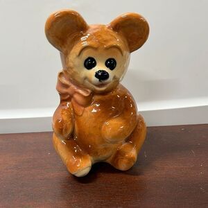 M-Royal Copley ceramic teddy‎ bear vase from 1950s. 4 inches wide and 6.5 inches